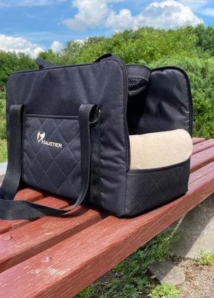 Сумка переноска для собак та котів voyage elegant black m - 50х30х30см8 фото