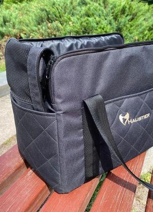 Сумка переноска для собак та котів voyage elegant black m - 50х30х30см6 фото