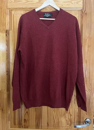 Бордовый теплый свитер шерсть xl