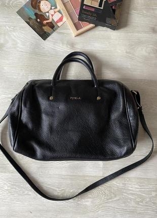 Кожаная черная брендовая сумка