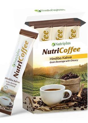 Уцінка! термін 10/23. розчинна кава з цикорієм у стиках, nutri coffee nutriplus, 16 шт. по 2 г farmasi