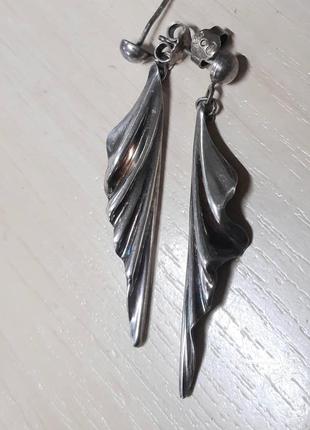 Серебряные серьги «крылья» от brev unoaerre 925, винтаж