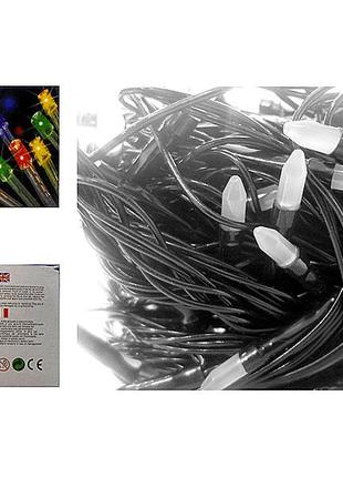 Гирлянда черный провод матовая лампа 200led (синий)  || праздничный декор