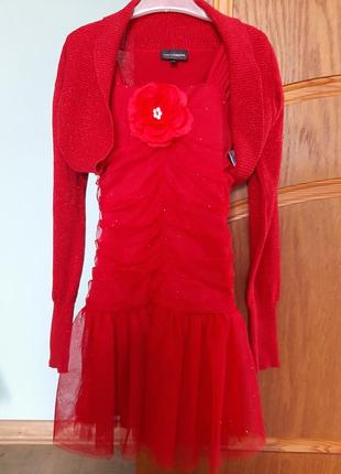 Святкова червона сукня з болеро1 фото