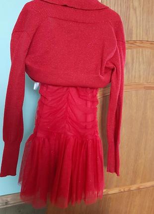Святкова червона сукня з болеро3 фото