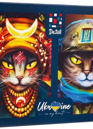 Пазлы de.tail 2 в 1 украинский кот-солдат + украинская мольфарка 500 элементов