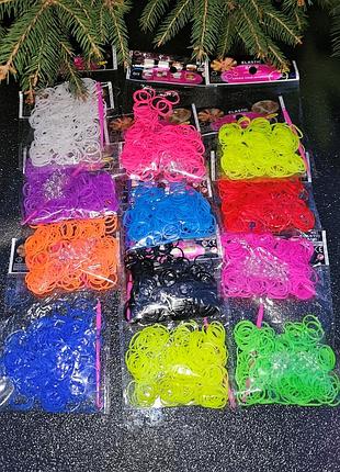 Набор однотонных резинок для плетения из 12 цветов с крючками || наборы для творчества