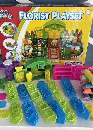 Набор детского теста для лепки с формами kid's dough florist playset || садовник