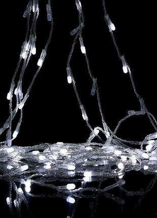 Гірлянда водоспад прозорий провід біла матова лампа кругла 3,0мх1,5м 320led (білий)   || cвятковий декор3 фото