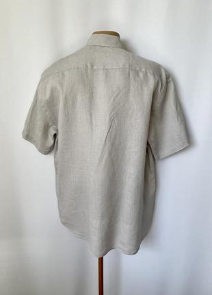 Светло серая льняная рубашка тенниска с короткие рукавом lukgud xl2 фото