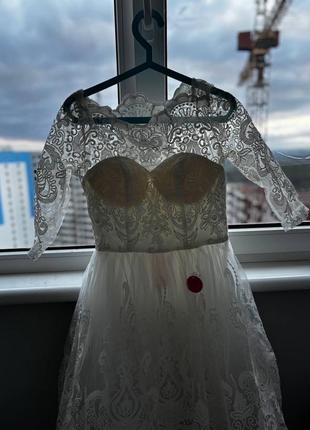 Нова весільна вечірня міді мереживна сукня англійського бренду3 фото