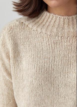 Бежевий вʼязаний светр, светр під шию, тепла кофта2 фото
