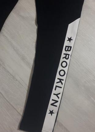 Стильные лосины с надписью/черные леггинсы/штаны принт brooklyn/классические черные лосины4 фото