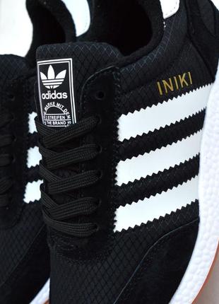 Adidas iniki черные женские кроссовки замшевые зимние термо на флисе ботинки низкие теплые зимние водонепроницаемые отменное качество сапоги черные с белым2 фото