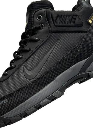 Зимние мужские кроссовки nike rivah gore-tex black gray fur8 фото