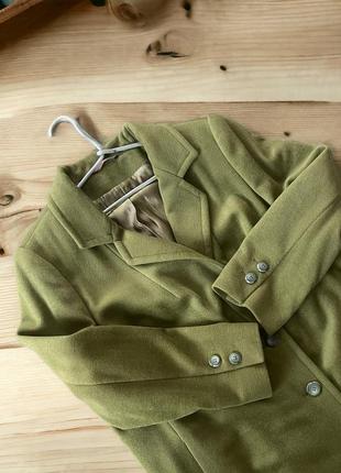 Шерстяное пальто батал, оливковый цвет, индивидуальный пошив, 100% шерсть.4 фото