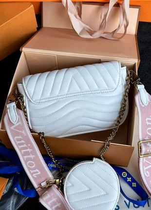 Сумка кожаная в стиле louis vuitton new wave multi pochette bag white/gold3 фото