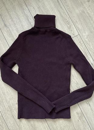Базовый свитер xs/s zara цвет баклажан женский зимний гольф теплый свитер водолазка в рубчик с высоким воротником зимний
