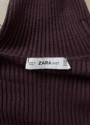 Базовий светр xs/s zara колір баклажан жіночий зимовий гольф теплий светр водолазка в рубчик із високим коміром зимовий2 фото