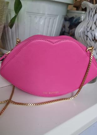 Дизайнерская сумка, кожаная сумка, розовая сумка, сумка кроссбоди, эксклюзивная сумка, сумка lulu guiness