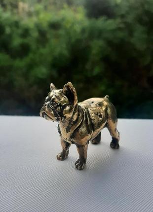 Бронзовая статуэтка французский бульдог, бронзовая собака бульдог, фигурка из бронзы собака французский бульдо1 фото