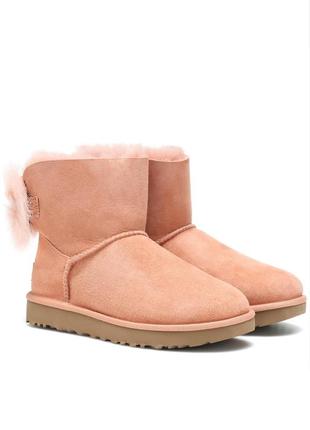 Ботинки зимние ugg fluff bow mini 1094967 leather оригинал