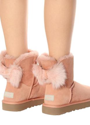 Ботинки зимние ugg fluff bow mini 1094967 leather оригинал5 фото