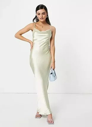 Перлова сатинова білизняна сукня міді максі asos