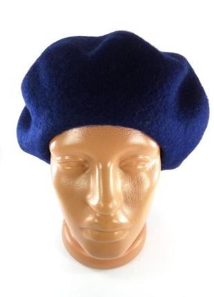 Берет женский теплый фетровый шерстяной зимний французский женские шапки береты синий2 фото