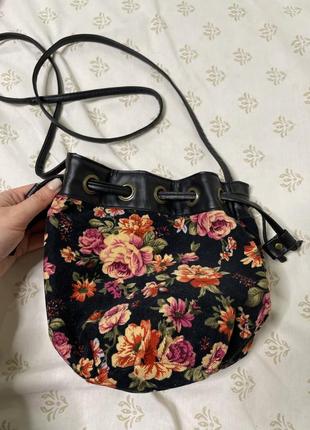 Классная текстильная сумочка мешок с цветочным принтом от new look9 фото