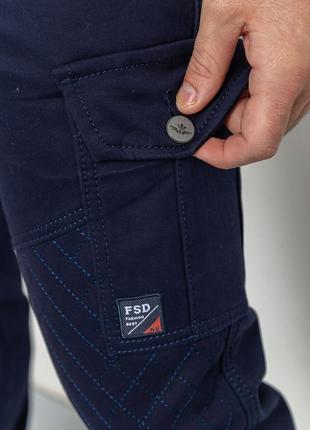 Стильні теплі чоловічі штани карго штани-карго утеплені штани з боковими кишенями сині чоловічі штани на флісі зимові чоловічі штани з начосом5 фото