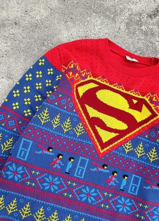 Superman dc comics офф мерч вʼязаний светер супермен дс комікси фільм різдвяний різдво7 фото