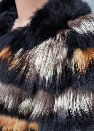 Полушубок жилетка с рукавами натуральный мех песец лиса чернобурка2 фото