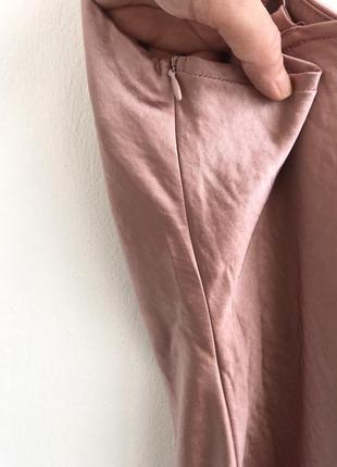 Сатиновое розовое пудровое платье комбинация бельевое платье9 фото