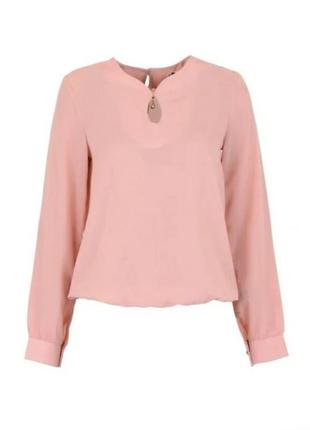 Розовая пудра блузка классическая с длинным рукавом модная