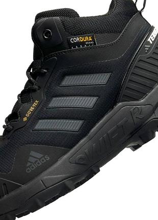 Зимові чоловічі кросівки adidas terrex gore-tex cordura all black grey fur8 фото