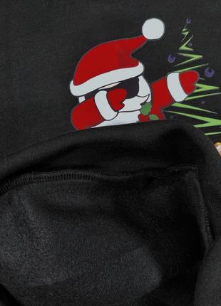 Худи трикотажное черное утепленное на флисе новогоднее детское5 фото