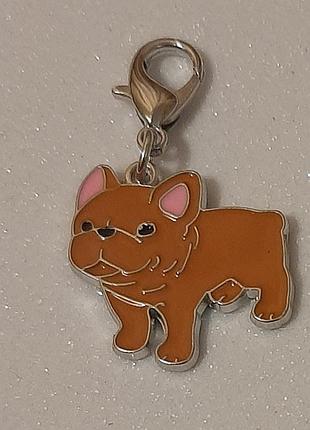 Підвіска французький бульдог руденький, бежевий, пыдвыска на косметичку, пенал, сумку