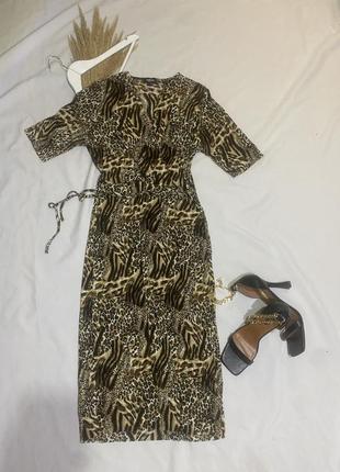 Красивое плиссированное платье леопард, леопардовый принт тигровый принт,6 фото