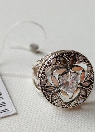 Кольцо серебряное 925 проба дсту с белым фианитом, украина2 фото