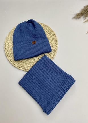 Набор вязанный шапка и хомут "кевин" с лейбой, подкладка флис 50-52р1 фото