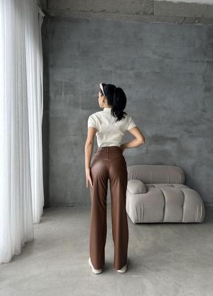 Оригинальный туречковая брюки трубы из эко кожи на флисе3 фото