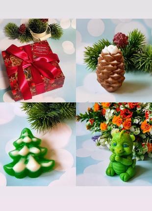 Набір новорічного мила ручної роботи з рослинними та ефірними