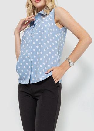 Блуза без рукавов в горох, цвет джинс, размер xs-s, 102r068-23 фото