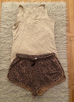 Бавовняна піжама домашній костюм леопардовий принт primark