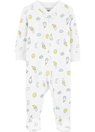 Хлопковый человечек слип пижама в рубчик для младенцев carter’s картерс1 фото