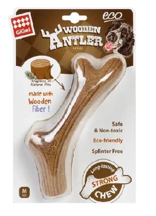 Іграшка для собак ріг жувальний gigwi wooden antler, дерево, полімер, s1 фото