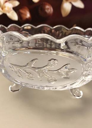 Винтажная хрустальная пиала, на ножках, винтаж