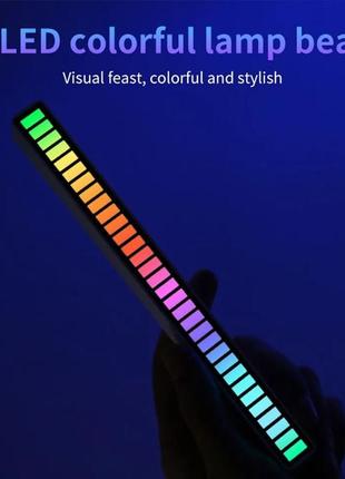 Смарт светильник эквалайзер от usb, 32 led d08-rgb / подсветка под музыку / звуковая лампа