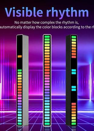 Смарт светильник эквалайзер от usb, 32 led d08-rgb / подсветка под музыку / звуковая лампа